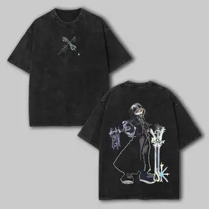 Roxas Kingdom Heart Washed Tee Oathkeeper Oblivion Unisex Anime Manga Cotton Tshirt Gift For Anime Fan Menswear Top Tshirt Black Streetwear Casual Shortsleeve
