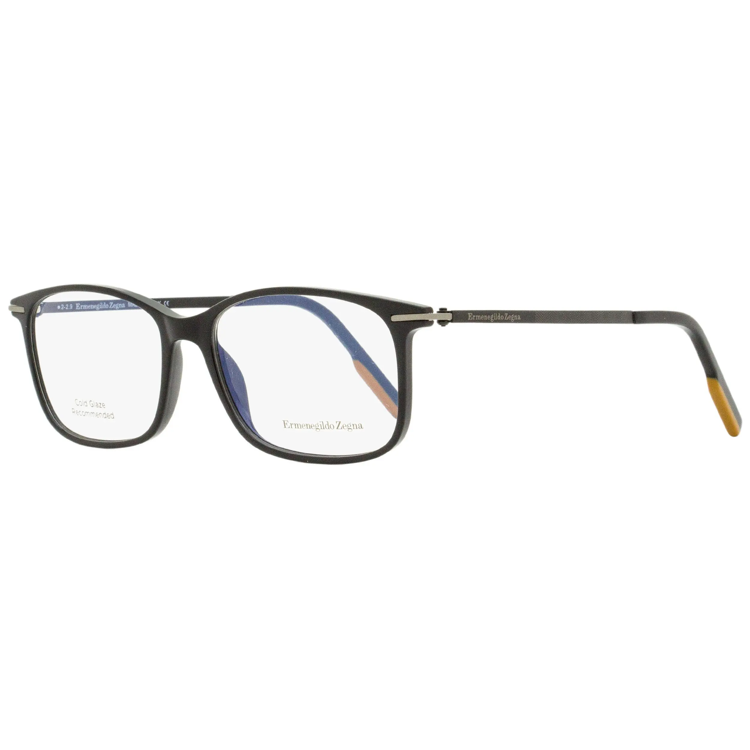 Zegna Classic Rectangular Eyeglass Frames for Adults, EZ5172 001 Black, 56mm, Demo Lens, Daily Wear, Flexible Temples, Eyeglasses, Lightweight, Male