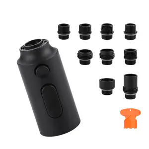WOWOW Pull Down Faucet Sprayer Head Replacement, Black 3 Function Pull Out Spray Head Nozzle with 9 Adapters for Kitchen Sink Faucet