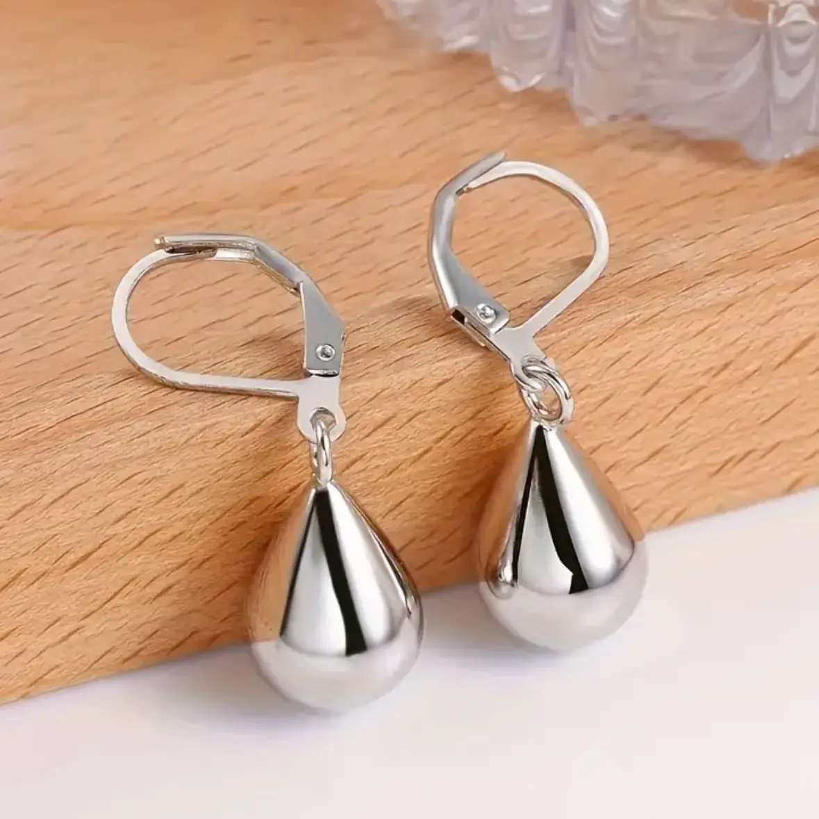 Women's Silver-Plated Water Drop Earrings - Coated Surface, Hypoallergenic Pendants, Stylish Delicate Costume Jewelry, Suitable for Everyday Wear & Special Occasions, Holiday Gift Ready, Accessories