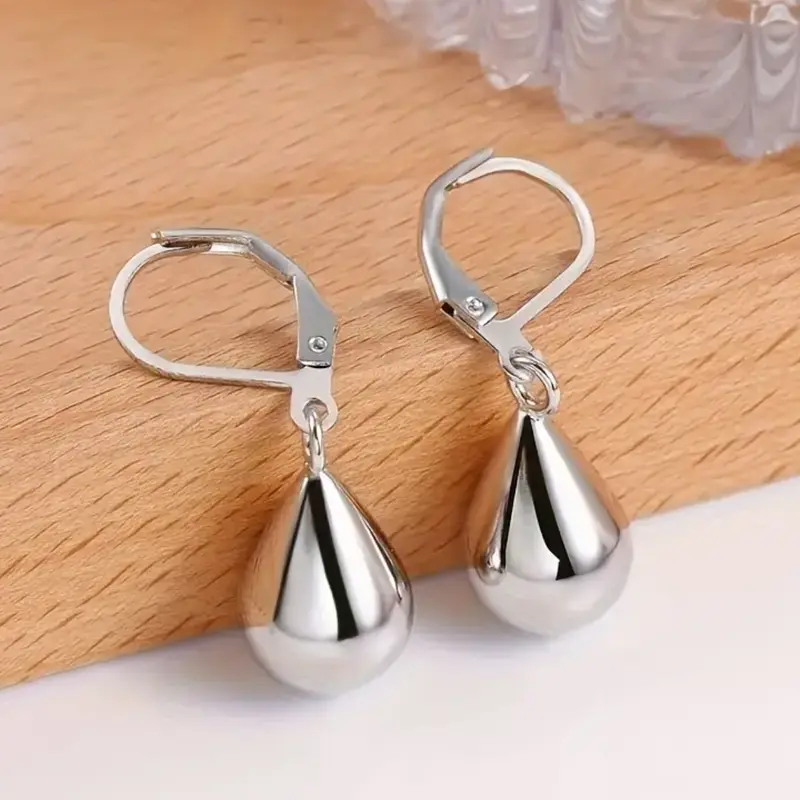 Women's Silver-Plated Water Drop Hypoallergenic Earrings - Earrings for Women, All-Silver Aesthetic, Metal-Coated, Classic, Elegant, Fashion Costume Jewelry, Dainty Accessories for Daily Wear, Parties, Holiday Gifting