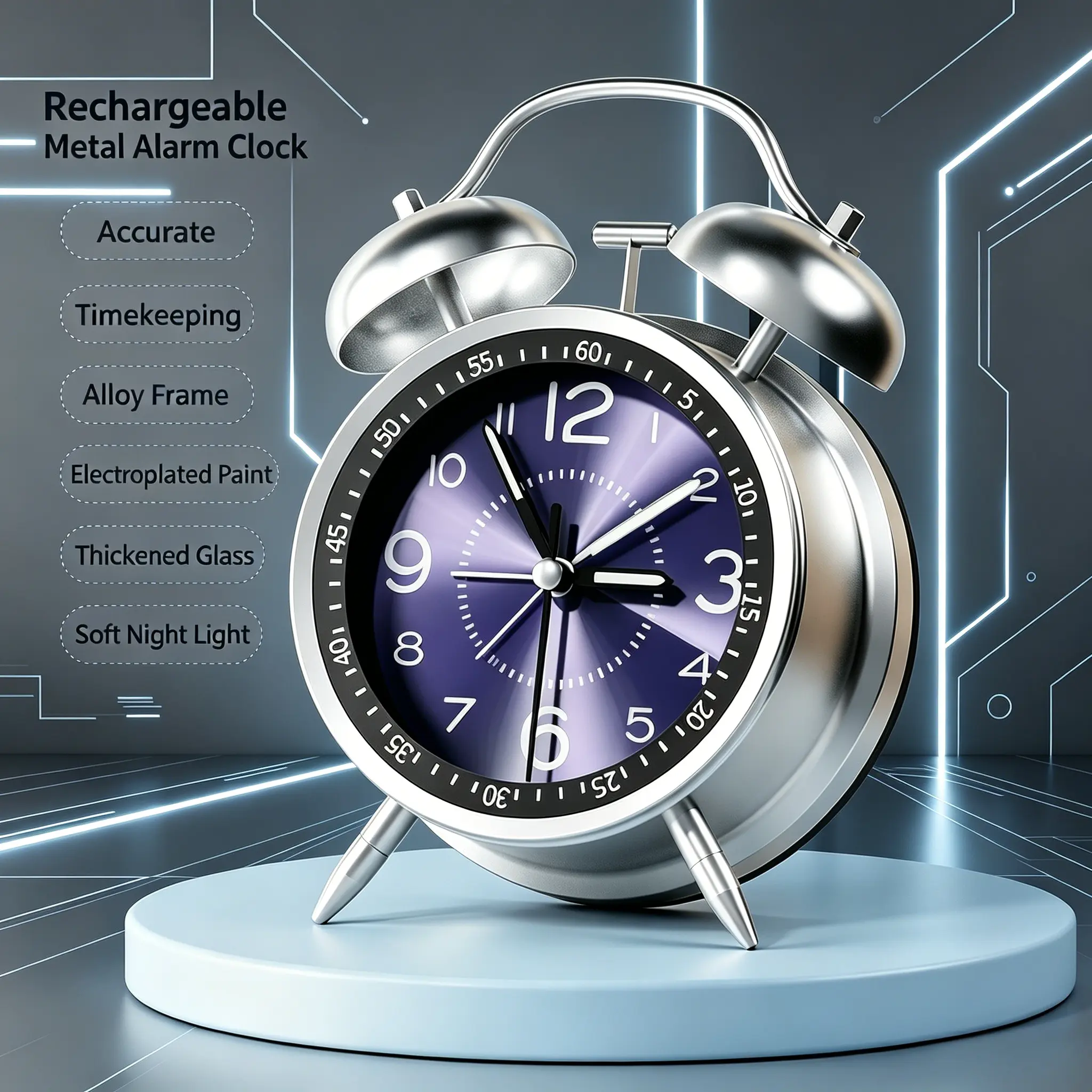 Metal Mechanical Alarm Clock - Desktop Home Decor Ornament, Ideal for Students for Timely Wake-Ups