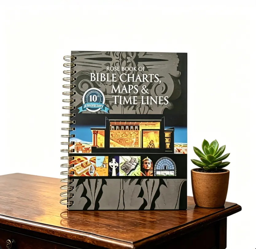 Rose Book of Bible Charts Maps & Time Lines 10th Anniversary Spiral Bound Bible Study Guide, Christian Timeline Reference Book, Biblical History Map Illustrations for Sunday School Church Homeschool Bible Learning