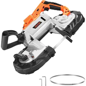 VEVOR 20V Portable Band Saw, 2.56 - Inch Deep Cut, 360W Cordless Compact Bandsaw with Brushless Motor, Adjustable Speed, for Cutting Metal, Wood, Compatible with Makita Batteries (Bare Tool Only)