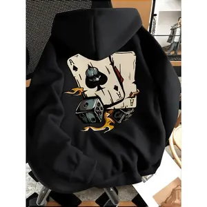 Men's Fashion Sweatshirt with Playing Card Element Pattern Print