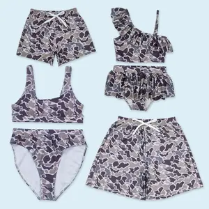 Camo print kids boy summer swim trunks