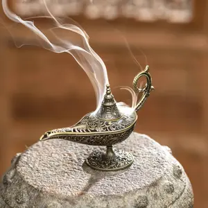Magic Lamp Alloy Incense Holder, Living Room Decor, Yoga Meditation Buddhist Home Decoration, Tea Ceremony Desktop Ornament, Fragrance, Scented