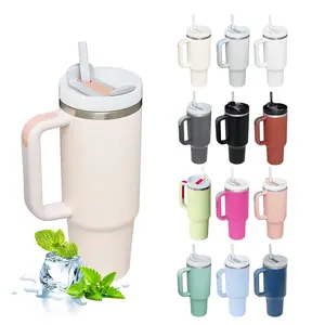 1pc, 30oz/40oz Stainless Steel Tumbler With Handle, Portable Vacuum Insulated Water Bottle With Straws, Suitable For Outdoor Sports, Fitness, Travel, Car Driving Cup