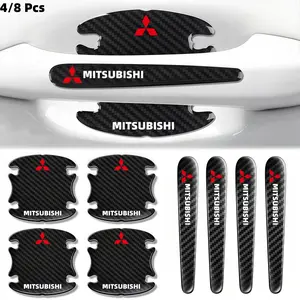 4/8 Pcs Car Door Handle Scratch Guard Stickers, Paint Protection Decals for Mitsubishi Models, Universal Automotive Accessories