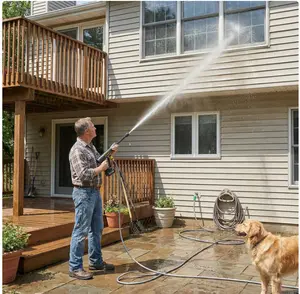 Wireless Portable Pressure Washer 20V – 320 PSI Brushless Motor, 6-in-1 Adjustable Nozzle, Foam Cannon, 4.0Ah Battery, 26ft Hose, Compact Power Cleaner for Car, Patio, Home – Black + Yellow 108u