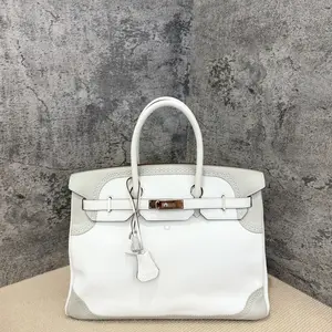 Pre-owned HERMÈS Leather tote bags Hermes Birkin 35 Swift 01 White 80 Pearl Grey (rg1224m0)