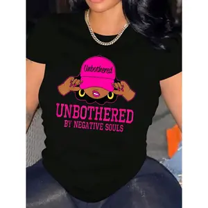 Womens Cotton Crewneck Short Sleeve Graphic Tee Unbothered Quote Statement Shirt Cute Streetwear Outfit Top For Everyday Wear Casual Summer Layering Gift