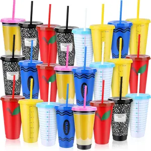 24 Pieces Teacher Appreciation Gifts Cups 24 Oz Reusable Tumblers with Lids & Thanks to Teacher Cups for Valentines Teachers Gifts Supplies