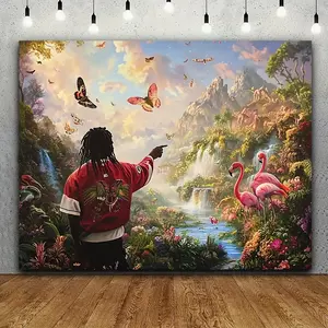 Hip Hop Music Backdrop Rapper Tapestry Wall Hanging, Urban Photography Background, Polyester Wall Decor for Bedroom, Music Room, Studio Setup, Gaming Room, Party Decor