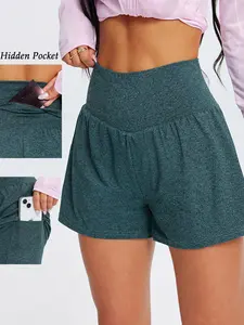 Women's Design Gym Shorts, Casual Comfy Breathable High Waist Skinny Shorts for Yoga Gym Workout Running, Ladies Sportswear for Summer