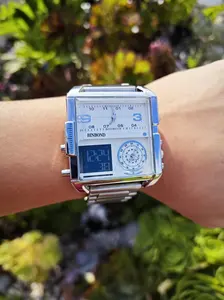 Sport Men's Watch Luxury Brand Quartz Military Wristwatch Clock LED Display Analog Luminous Reloj 3 Time Zone