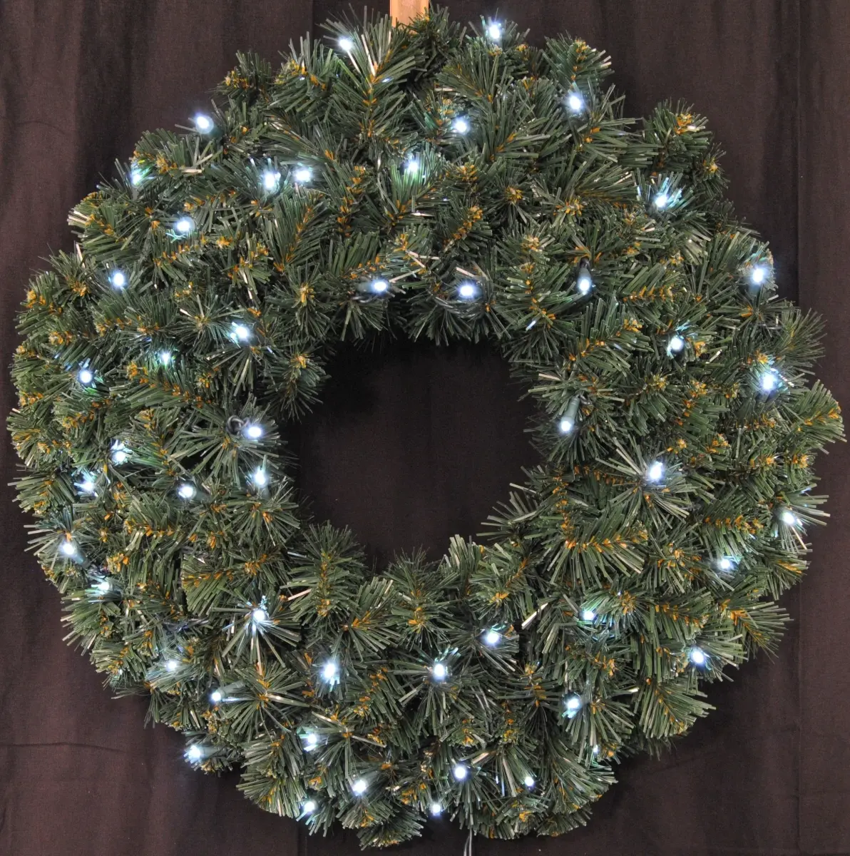 212 MAIN 2 ft. Battery-Operated Pre-Lit Synthetic Sequoia Christmas Wreath - Cool Burning Long-Lasting LED Lights, Pure White Ornamented Festive Decor for Doors, Home Holiday Decor (Batteries Required, 200 Tips)