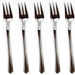 200 4.2 Inch Premium Mini Three Prong Silver Stainless Steel Finished Plastic Disposable Tasting Forks for Appetizer Dessert Cake Fruit Wedding Party