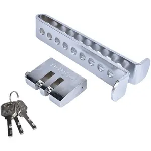 9 Holes Brake Pedal Lock Security Car Auto Stainless Lock Anti-Theft Device Car Accelerator Beam Stainless Protection with Padlock and Keys