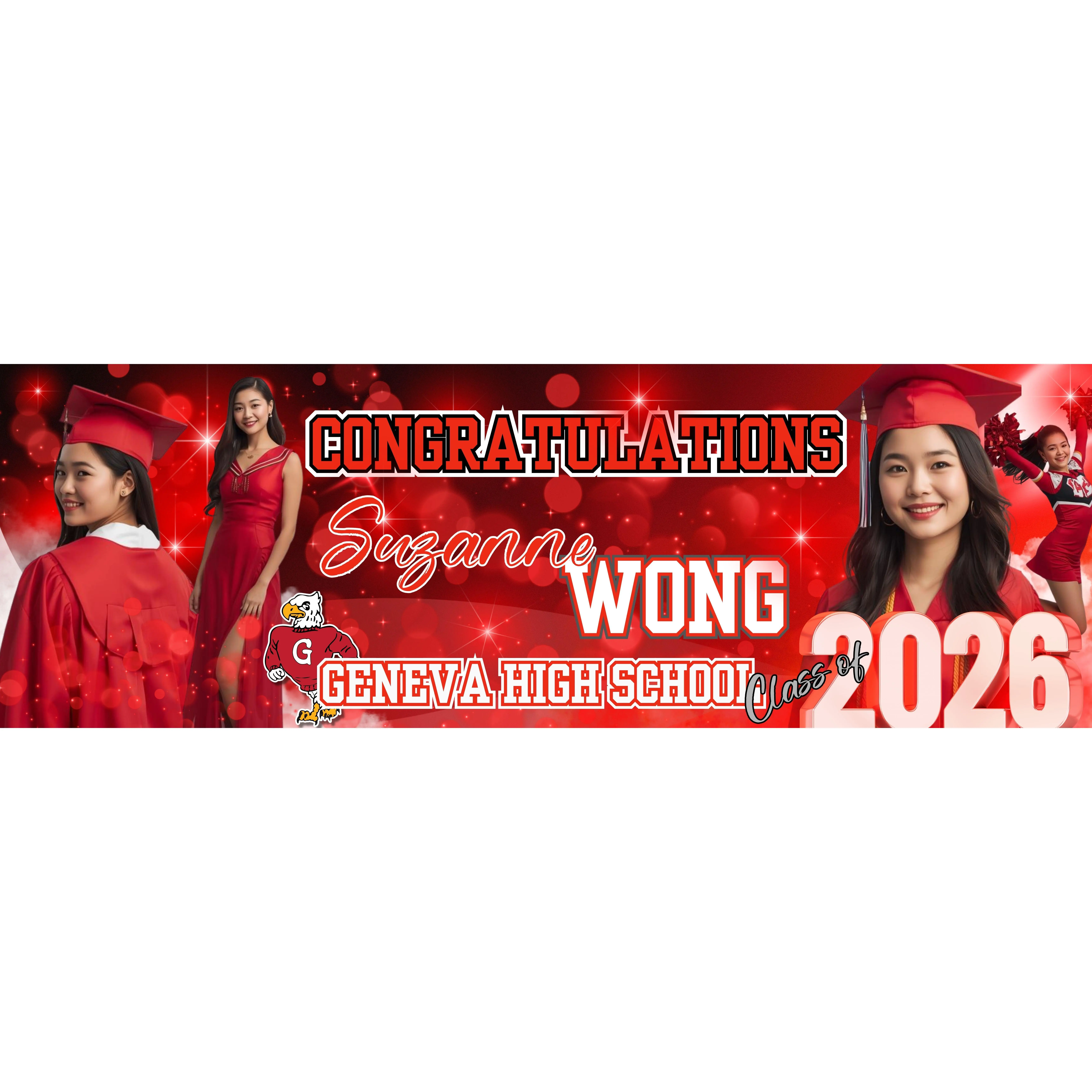 Outdoor Graduation Ceremony Vinyl Banner Pair, 2'x6' (72in) Gloss-Coated Durable, Powder-Coated Steel Grommets, Bold Colors, Easy-to-Clean Festive Backdrop, Fade & Weather Resistant, Reusable, for Indoor/Outdoor & Home Use