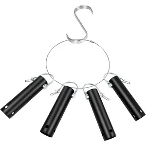 4 Pack Pool Tool Holder and Organizer,Pool Cleaning Equipment Storage with 4 Pool Tool Holder,4 Hooks,Key Chain Loop and S Shaped Hook Easy Storage Pool Cleaning Equipment Storage for Skimmers