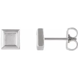 Platinum 5.4 mm Square Petite Earrings