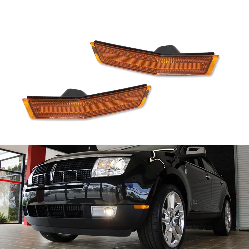 2PCS Amber Front Bumper Side Marker lamps Light Kit For 2007 2008 2009 2010 Lincoln MKX,Replace OEM Replace OEM # 7A1Z 15A201 A & 7A1Z 15A201 B