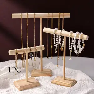 Wooden Jewelry Display Stand, T-shaped Jewelry Storage Rack, Jewelry Storage Unit, Jewelry Organizer, Elegant Jewelry Organizer, Home Organizer for Necklace, Bracelet, Earrings, Ring