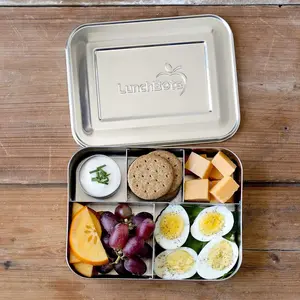Large Cinco Stainless Steel Lunch Container - Five Section Design Holds a Variety of Foods - Metal Bento Box - Dishwasher Safe - Stainless Lid