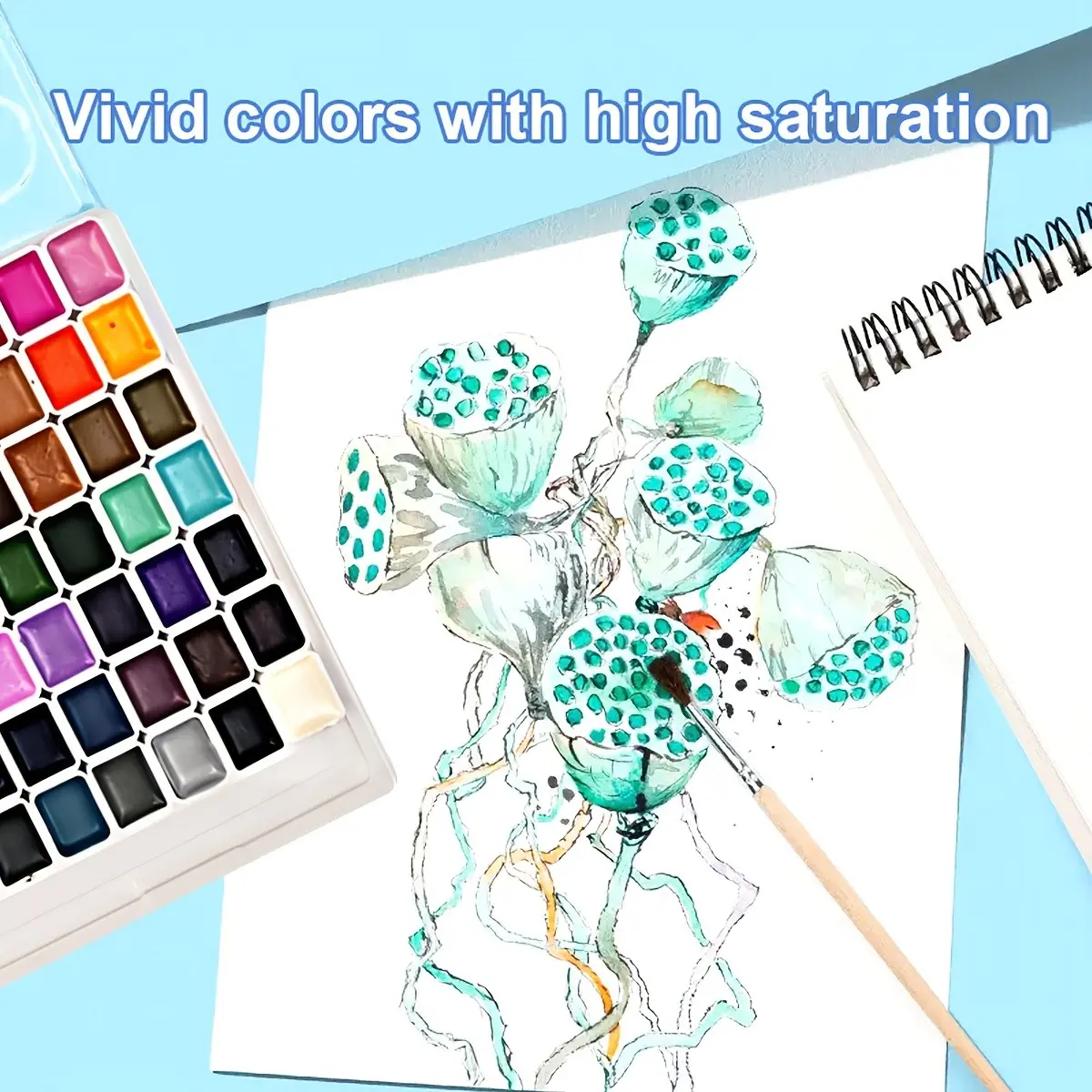 98 Color Solid Watercolor Paint Set with Metal Case & Brush, Highly Pigmented Watercolor for Beginners, Students & Outdoor Painting, Art Supplies