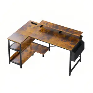 L-Shaped Gaming Desk – Power Hub & Monitor Stand