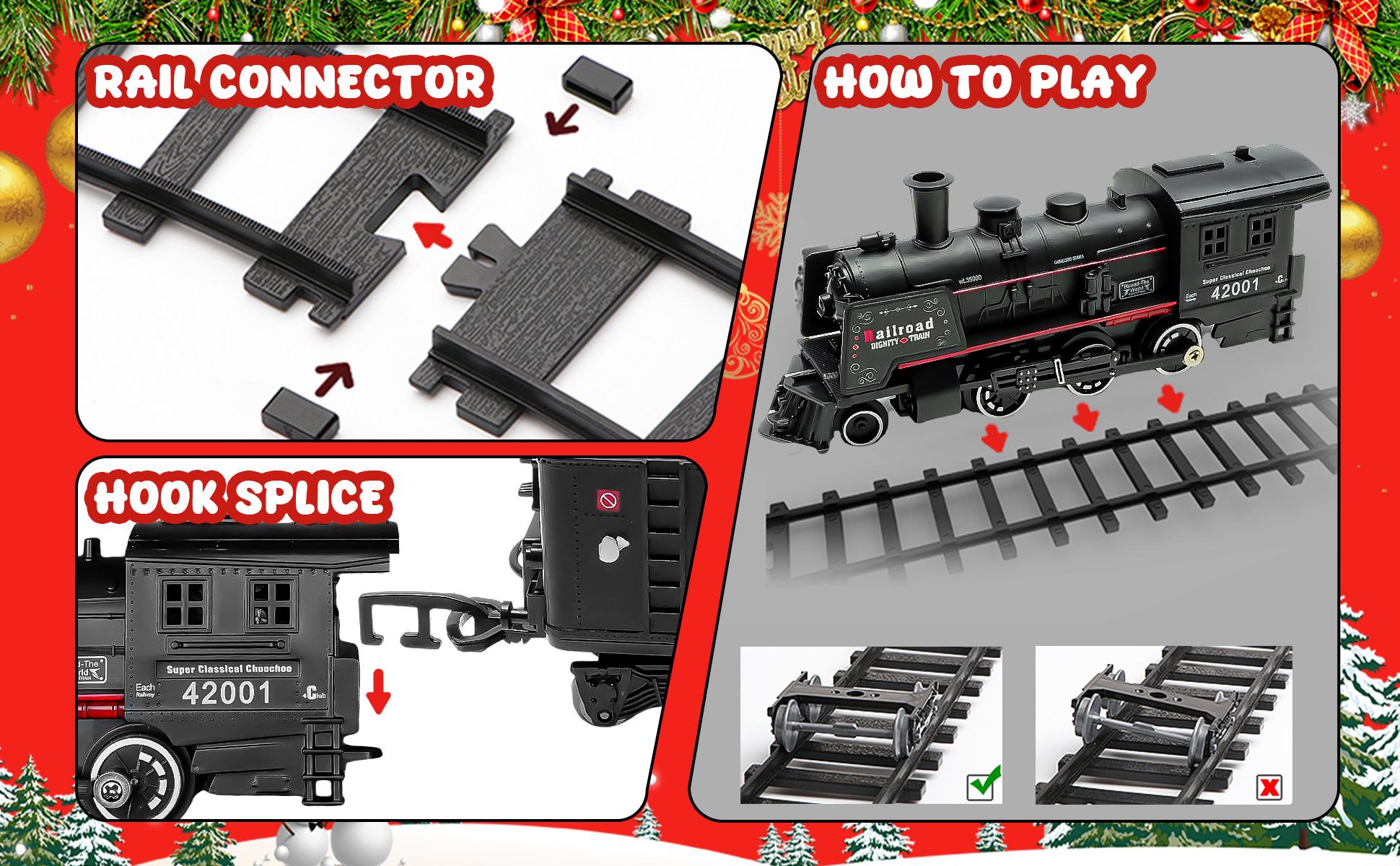 Rc Steam Locomotive Christmas Train, Remote Control Train Toys，Christmas Gift for Kids Boys Girls with Smokes, Lights and Sound
