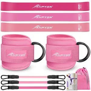 HPYGN Multi-Use Ankle Resistance Bands Set - Premium Latex Loops for Physical Therapy, Rehab, Fitness & Strength Training - Targets Legs, Glutes & Core