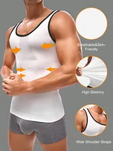 Men's Seamless Compression Tank Top, Breathable Mesh Stretch Undershirt, Lightweight Athletic Base Layer for Fitness, Running and Gym
