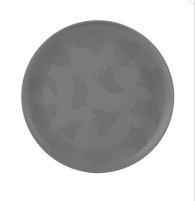 30-Piece Plastic Etched Ghost Dinnerware Set, Grey