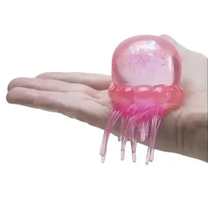 Jellyfish Squeeze Stress Ball Soft Fidget Toy for Anxiety Relief Quiet Sensory Play for Kids & Adults Ultra Soft Squishy Glitter Design Portable Safe Durable