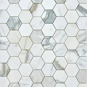 Calacatta Gold  Hexagon 3x3 Polished/Honed Marble Mosaic Tile Sample