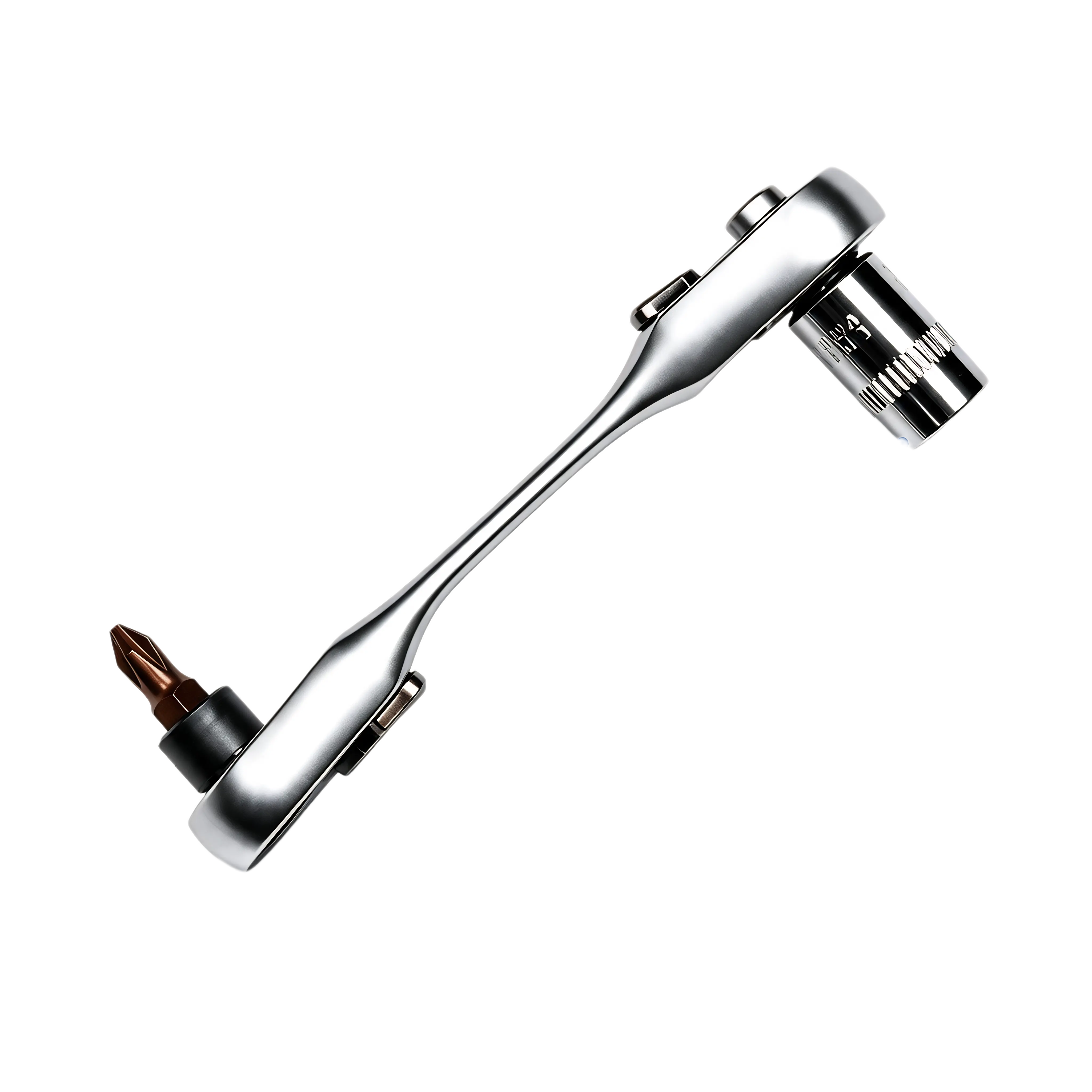 Mini Double-Ended Ratchet Wrench -2-in-1 Reversible Screwdriver & Socket Tool,72-Tooth 5°Precision Ratchet,1/4″Drive,Compact for Tight Spaces,Chrome Vanadium Steel