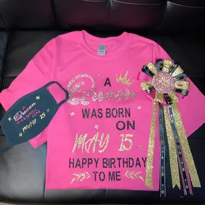 Custom birthday shirt, pin and mask
