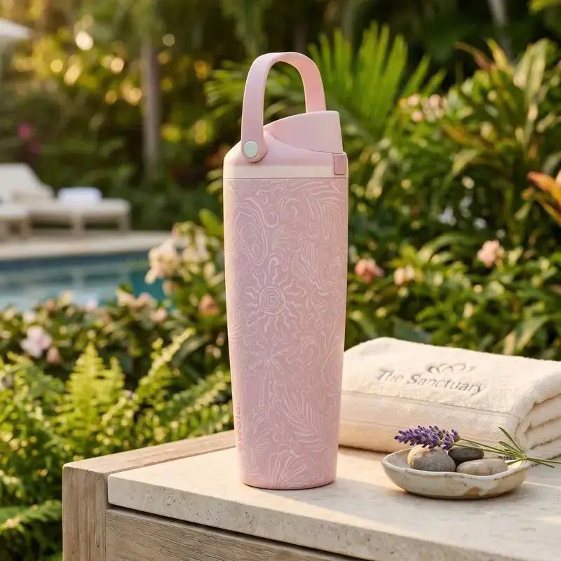 Owala Coastal Bohemian Pink Bottle Set – 3 Styles FreeSip Insulated Water Bottles, Leak-Proof Lid, Built-In Straw, Cute Pastel Design for Gym, School, Office & Travel