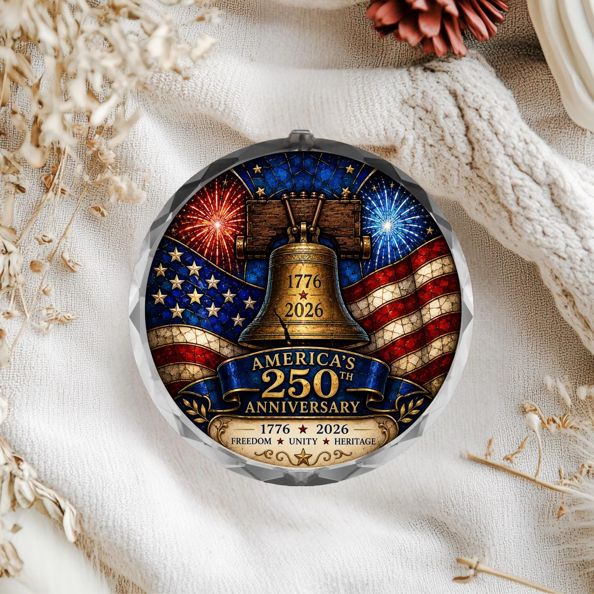 America 250th Anniversary Ornament, 1776-2026 Liberty Bell Ornament, Patriotic Christmas Tree Decor,American Flag Ornament,USA Heritage Gift