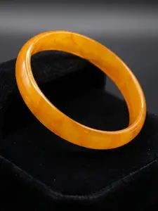 Golden Honey Agate Bangle Bracelet | Translucent Orange Chalcedony Stone | Glowing Amber Tone Stackable Bracelet