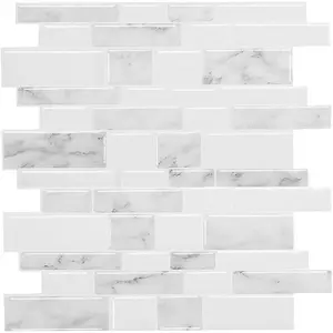 Marble Peel and Stick Backsplash for Kitchen, Thicker Design Self Adhesive Wall Tiles Stick  Backsplash, Marble Look Decorative Tiles (10 Tiles, 12"x 12")