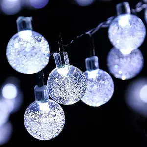 Perfect Holiday Solar Globe String Lights Waterproof Outdoor Patio Garden Lighting 8 Modes Crystal Globe