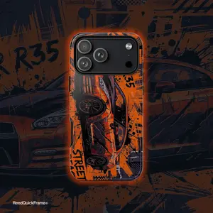 JDM Street Racing Phone Case iPhone 17 Pro Max iPhone 16 Pro Max iPhone 15 Series Case Orange Drift Sports Car Aesthetic Slim Tough Cover