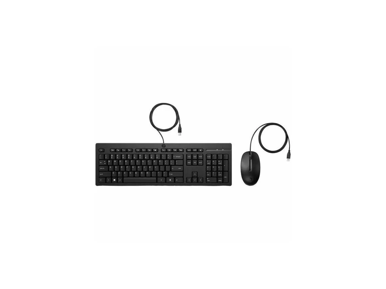 HP 225 Wired Mouse and Keyboard Combo (AX2Y7AA) - USB Type A Plunger Cable Keyboard - English (US), English (Canada) - Black - USB Type A Cable Mouse - Red Tracking - 1200 dpi - 3 Button - Scroll Whee