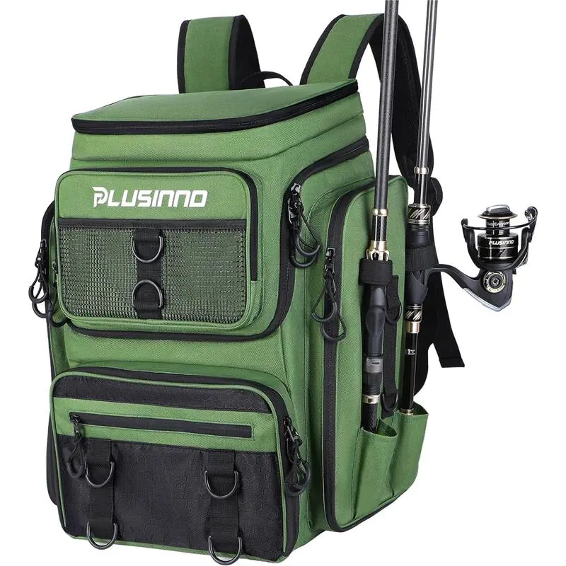 42L Fishing Backpack with Rod Holders, Water-Resistant Tackle Bag for ...