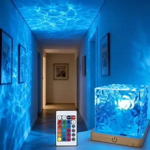 16-Color Ripple Night Light, USB Powered, Touch/remote Control, Crystal Cube Lamp, Home Decoration Lamp, Room Decor, Bedroom, Valentine's Day Decoration