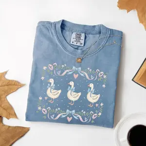 Comfort Colors 1980s Vintage Blue Ribbon Goose Tee, Retro Graphic Tshirt, Funny Retro Goose With Hearts Tshirt, Colorful 80s Vintage Tee - TrendWear USA