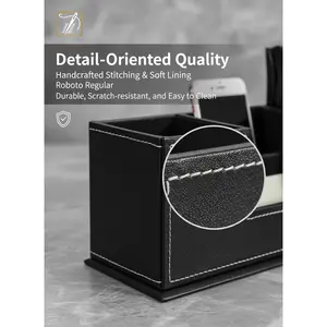 PU Leather Desk Organizer - Multi-Compartment Office Caddy